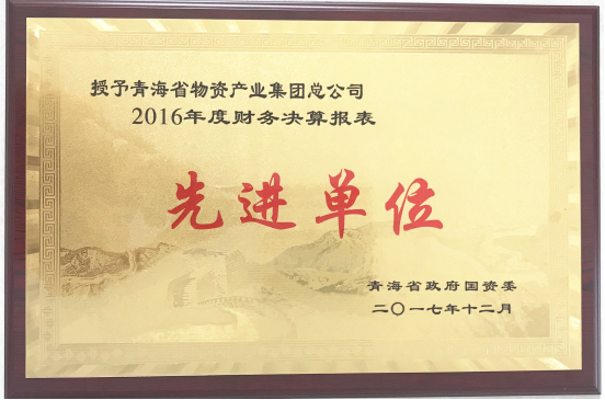 青海物產(chǎn)集團榮獲&ldquo;2016年度財務(wù)決算報表先進(jìn)單位&rdquo;稱號